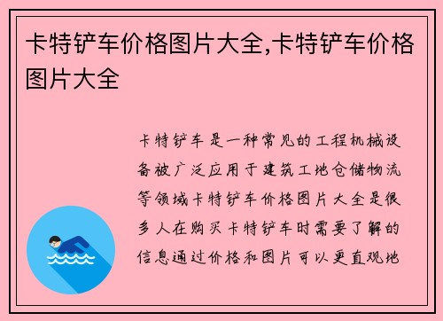 卡特铲车价格图片大全,卡特铲车价格图片大全